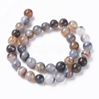 Natural Striped Agate/Banded Agate Beads Strands G-G582-10mm-57-1