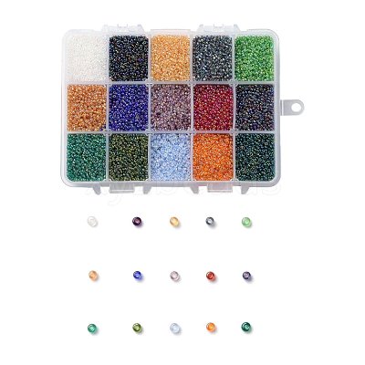 FGB 375G 15 Colors 12/0 Grade A Round Glass Seed Beads SEED-JP0011-01-2mm-1