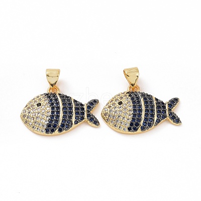 Brass Micro Pave Clear Cubic Zirconia Pendants ZIRC-F135-02G-01-1