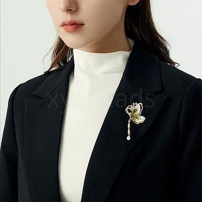 Resin Butterfly Brooch Pin with Crystal Rhinestone JEWB-P016-05KCG-03-1