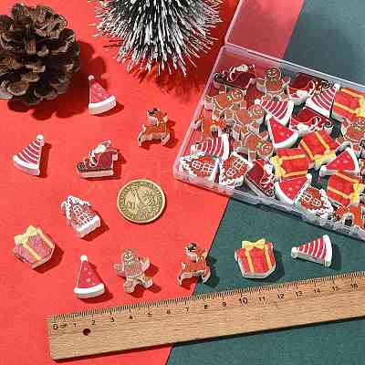 42Pcs 7 Styles Christmas Printed Schima Wood Beads WOOD-FS0002-49-1