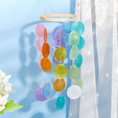 80Pcs 8 Colors Natural Capiz Shell Connector Charms SHEL-PH0001-49-1