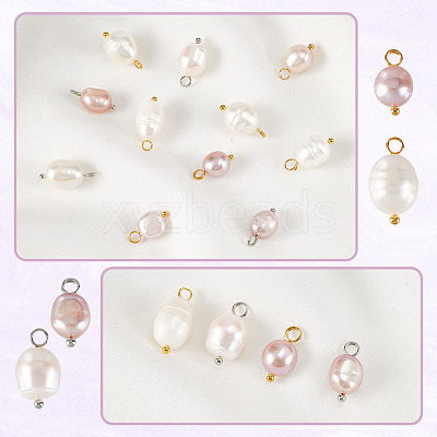 20Pcs Natural Pearl Pendants PALLOY-GA00015-1
