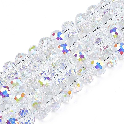 Electroplate Transparent Glass Beads Strands EGLA-N002-19A-B01-1
