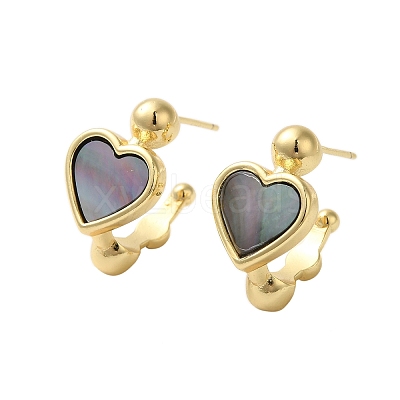 Shell Heart Stud Earrings EJEW-K287-01G-13-1