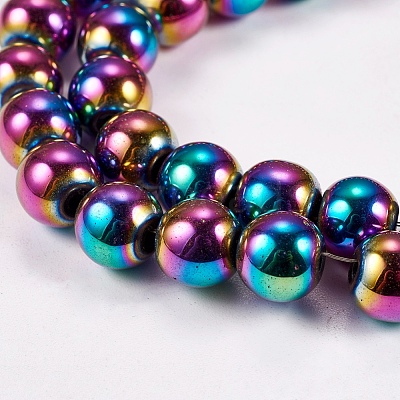 Electroplate Non-magnetic Synthetic Hematite Beads Strands X-G-J169A-8mm-05-1