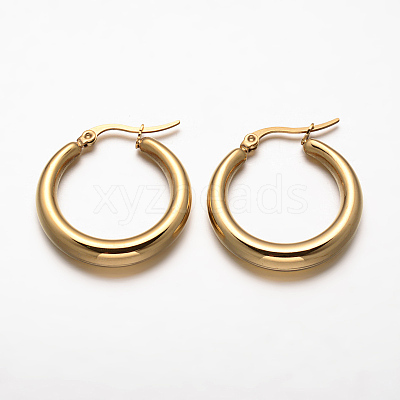 Ring 304 Stainless Steel Hoop Earrings X-EJEW-O032-09-1