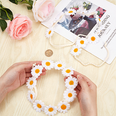 2Pcs Cloth Small Sunflowe Wreath Headband OHAR-CP0001-20B-1