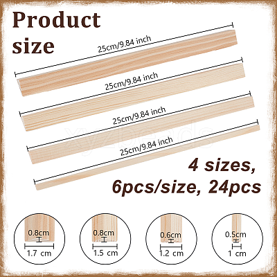 24Pcs 4 Styles Triangle Wood Sticks DIY-OC0012-47B-1