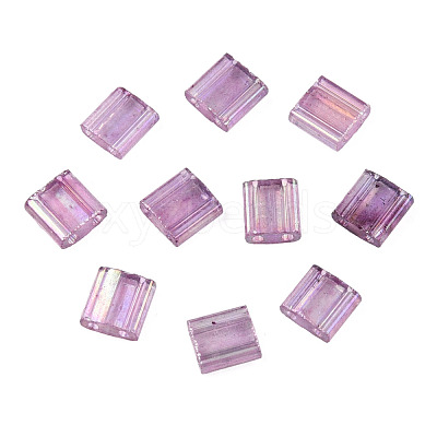 Plating 2-Hole Transparent Glass Seed Beads SEED-N004-008-1