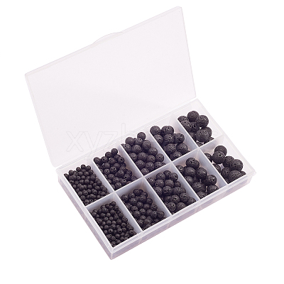 5 Style Natural Lava Rock Round Beads Strands G-CJ0001-52-1