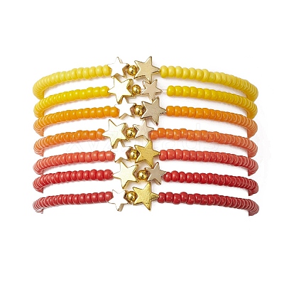 7Pcs Glass Seed Beads Stretch Bracelets for Women BJEW-MZ00279-1