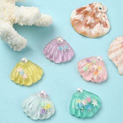 10Pcs 5 Colors Ocean Theme Translucent Resin Cabochons RESI-YW0001-52-1