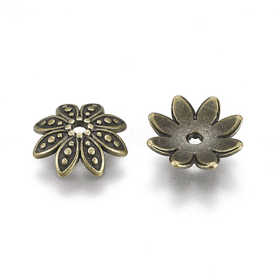 8-Petal Tibetan Style Alloy Flower Bead Caps TIBEB-2347-AB-FF-1