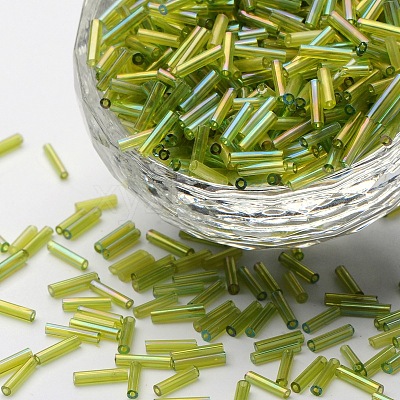 Transparent Colours Rainbow Glass Bugle Beads TSDB6MM164-1