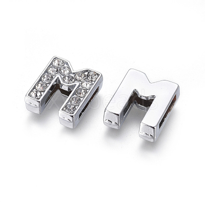 Alloy Initial Slide Charms with Grade A Rhinestones ALRI-R032-M-FF-1