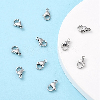 Tarnish Resistant Polished 316 Surgical Stainless Steel Lobster Claw Clasps X-STAS-R072-12A-1