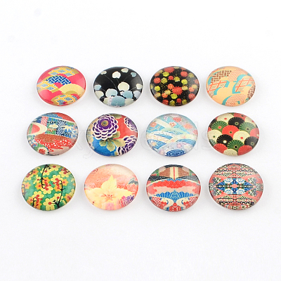 Half Round/Dome Pattern Photo Glass Flatback Cabochons for DIY Projects GGLA-Q037-12mm-43-1