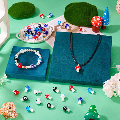 50Pcs 5 Colors Handmade Evil Eye Lampwork Beads Strands LAMP-TA0001-90-1