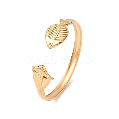 Marine 304 Stainless Steel Cuff Bangles for Women BJEW-Z147-01G-03-1