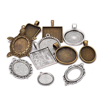 Alloy Pendant Cabochon Settings PALLOY-XCP0002-03AS-1