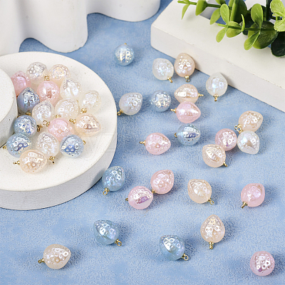 40Pcs 4 Colors Imitation Gemstone Acrylic Pendants SACR-TA0001-22-1