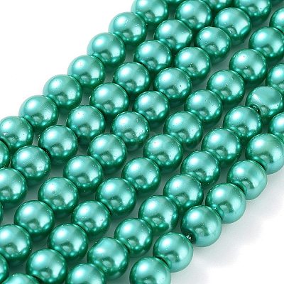 Baking Paint Pearlized Glass Pearl Round Bead Strands X-HY-Q330-8mm-29-1