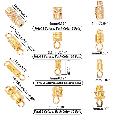 120 Sets 12 Style Brass Screw Clasps KK-PH0001-81-1