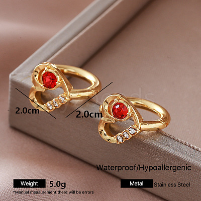 304 Stainless Steel Rhinestone Hoop Earrings for Women KH4016-2-1