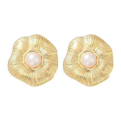 304 Stainless Steel ABS Plastic Pearl Stud Earrings LS-STAS-D368-01C-G-1