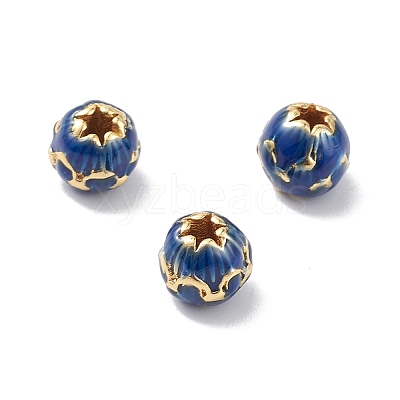 Rack Plating Brass Enamel Beads KK-L155-49B-G-1