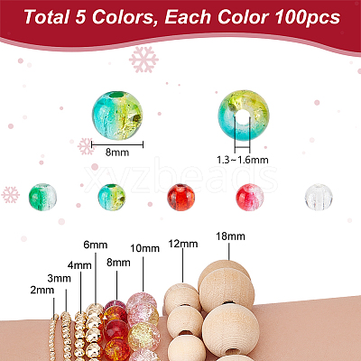 500Pcs 5 Colors Transparent Spray Painted Crackle Glass Beads CCG-PH0001-18-1