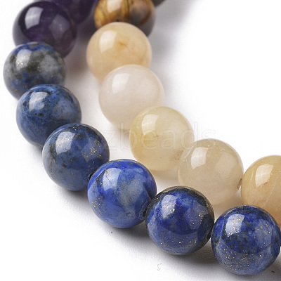 7 Chakra Theme Natural Red Rainbow Jasper & Yellow Aventurine & Tiger Eye & Green Aventurine & Blue Spot Stone & Lapis Lazuli & Amethyst Beads Strands G-F668-23-8mm-1