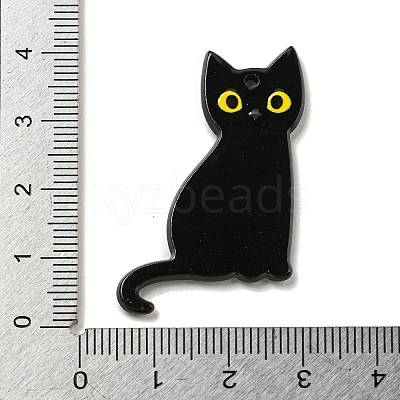 Halloween Black Cat Acrylic Pendants X-MACR-U005-01A-1