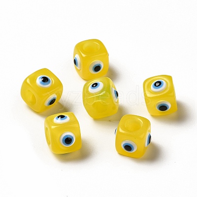 Resin Evil Eye European Beads RESI-A021-02-1