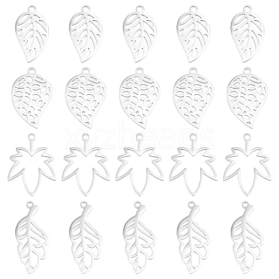 24Pcs 4 Style 304 Stainless Steel Pendants STAS-DC0005-88-1