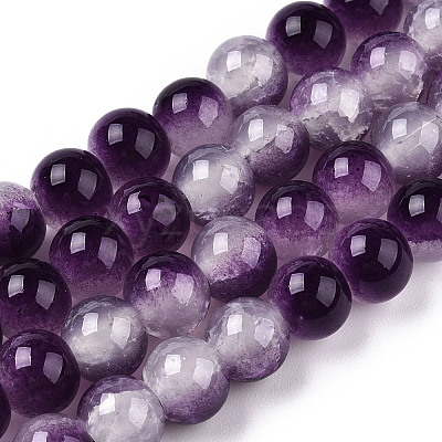 Crackle Baking Paint Imitation Jade Glass Beads Strands DGLA-T003-6mm-13-1