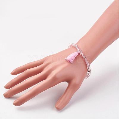 Glass Beads Stretch Charm Bracelets BJEW-JB03089-1