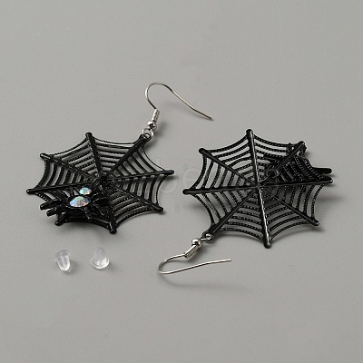 Halloween Theme Alloy Rhinestone Dangle Earrings for Women EJEW-WH0047-07C-1