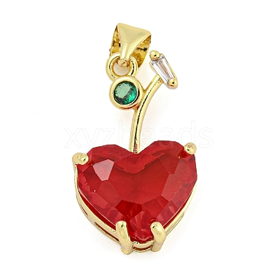Rack Plating Brass Micro Pave Clear Cubic Zirconia Pendants ZIRC-L100-161G-03-1
