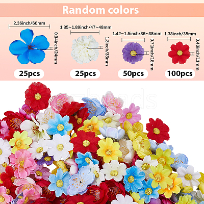 200Pcs 4 Styles Cloth Artificial FLower AJEW-SP0003-68-1