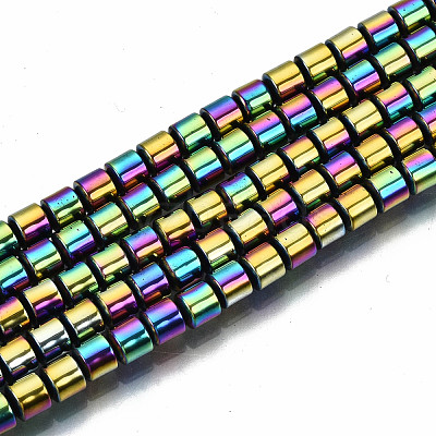 Rainbow Electroplate Non-magnetic Synthetic Hematite Beads Strands G-T114-61-M-1