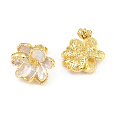 Brass Enamel Stud Earring Findings KK-CBA58F9-01G-01-1