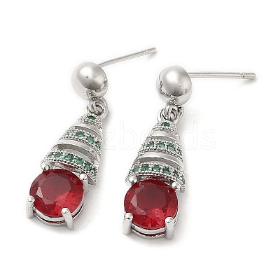 Rack Plating Brass Teardrop Dangle Stud Earrings with Rhinestone for Women EJEW-D059-08P-1