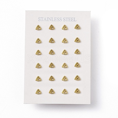 PVD Vacuum Plating 304 Stainless Steel Triangle Stud Earrings for Women EJEW-P212-03G-1