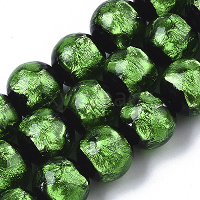 Handmade Silver Foil Lampwork Beads Strands FOIL-T003-002F-1