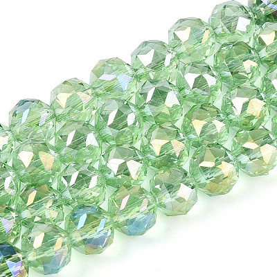 AB Color Plated Transparent Glass Round Beads Strands EGLA-T029-8mm-12T-09-1