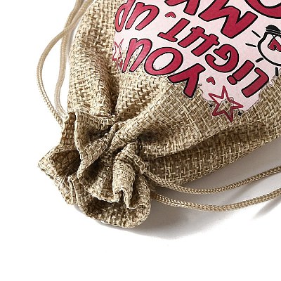 12Pcs 4 Styles Valentine's Day Printed Rectangle Burlap Cloth Packing Pouches ABAG-U006-02D-1