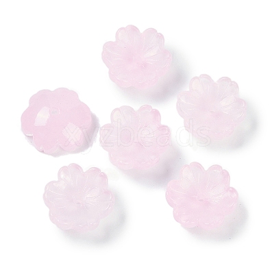 Transparent Spray Paint Glass Bead Caps GLAA-H035-04G-1