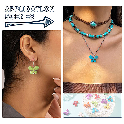 35Pcs Synthetic Turquoise Dyed Butterfly Charms PALLOY-TAC0120-1